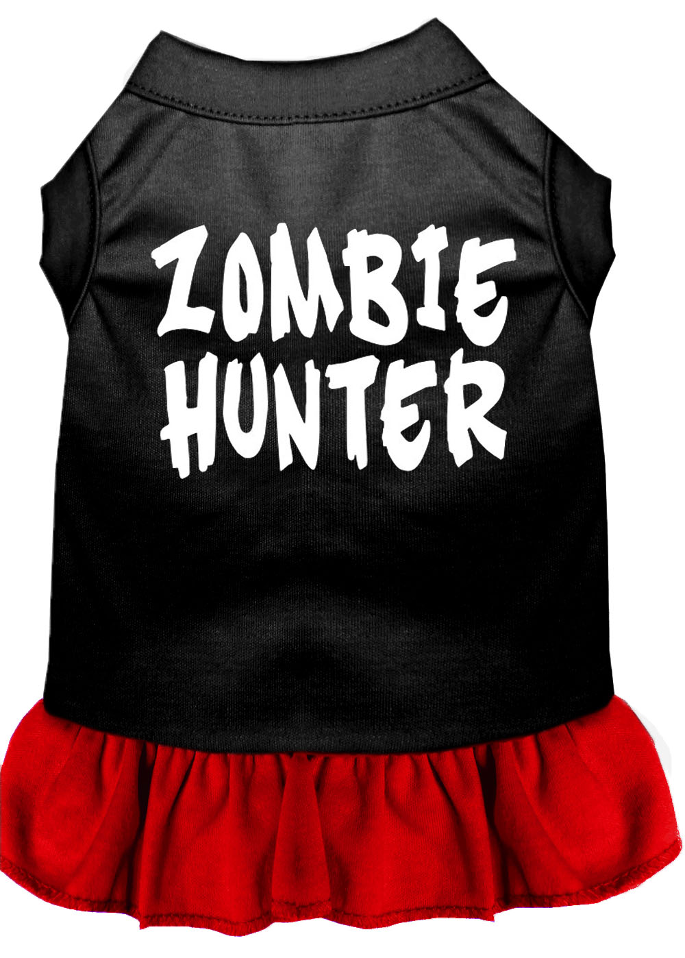 Zombie Hunter Screen Print Dress Black with Red Lg